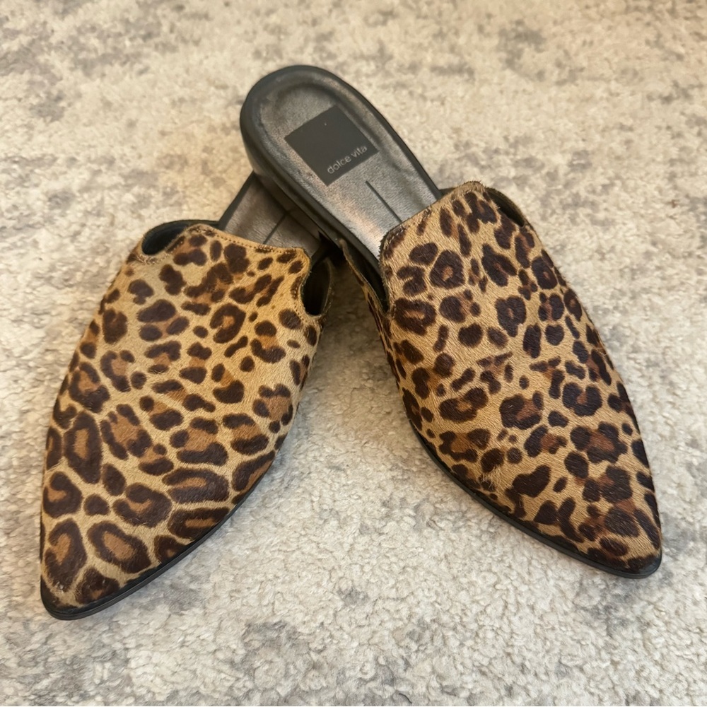 Cheetah Print Calf Hair Mules